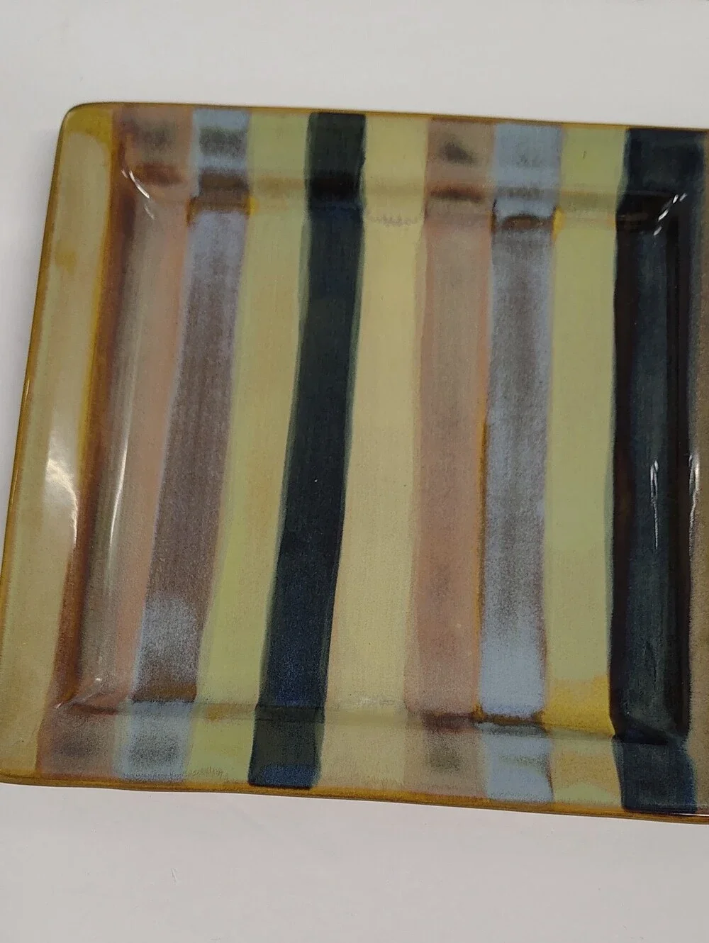 Tabletops Gallery YORK Hand Painted Square Salad Soup Bowl & 9